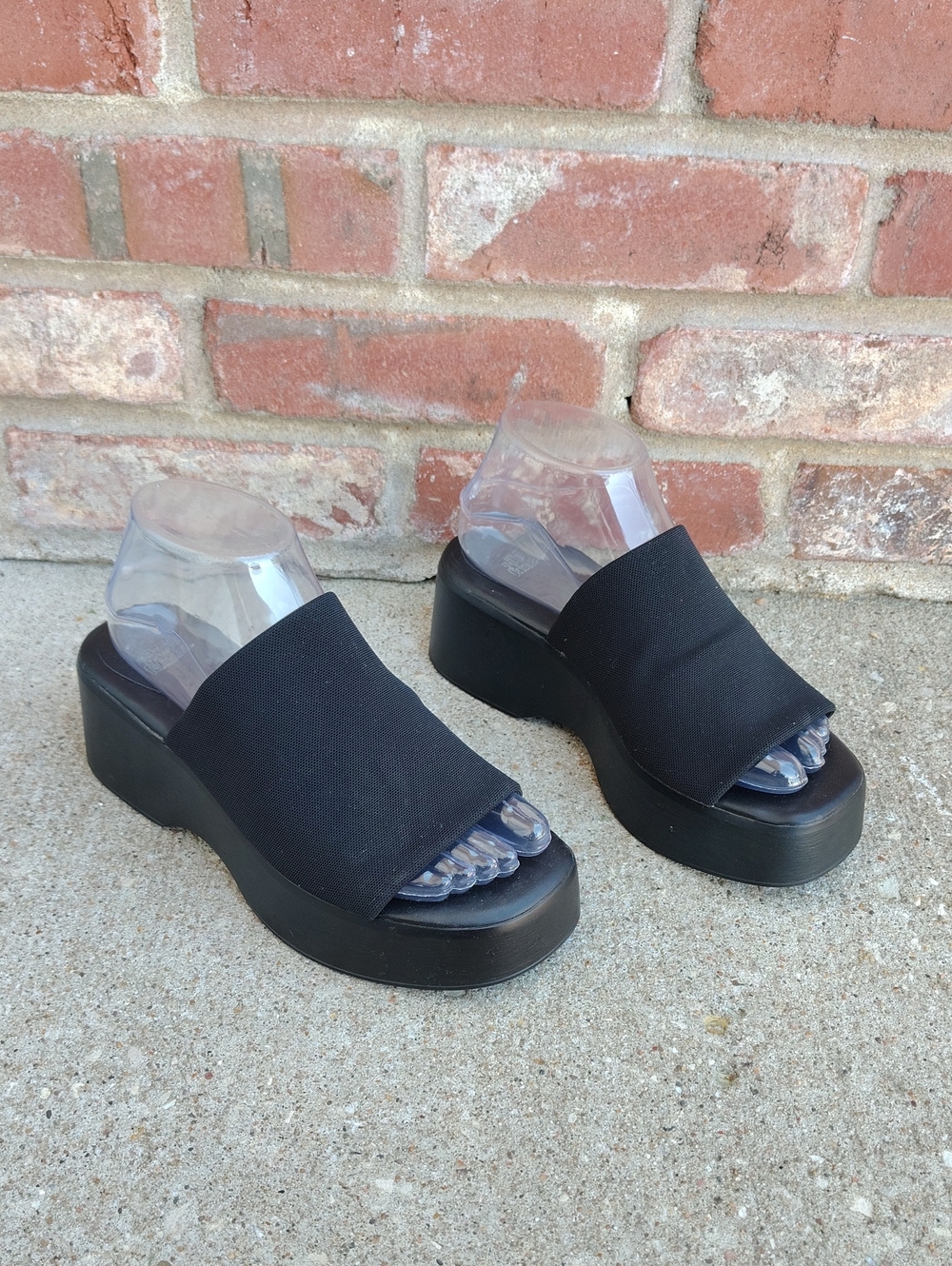 Wild Fable Knit Stretch Black Platform Sandals Size 6 Y2K Whimsigoth Retro